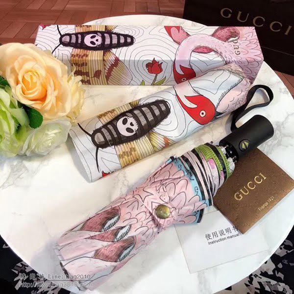 GUCCI古馳傘 2018年度 最新火爆單品 極品G家自動傘 愛心搭配蛇圖案 防曬 隔熱  zm1002